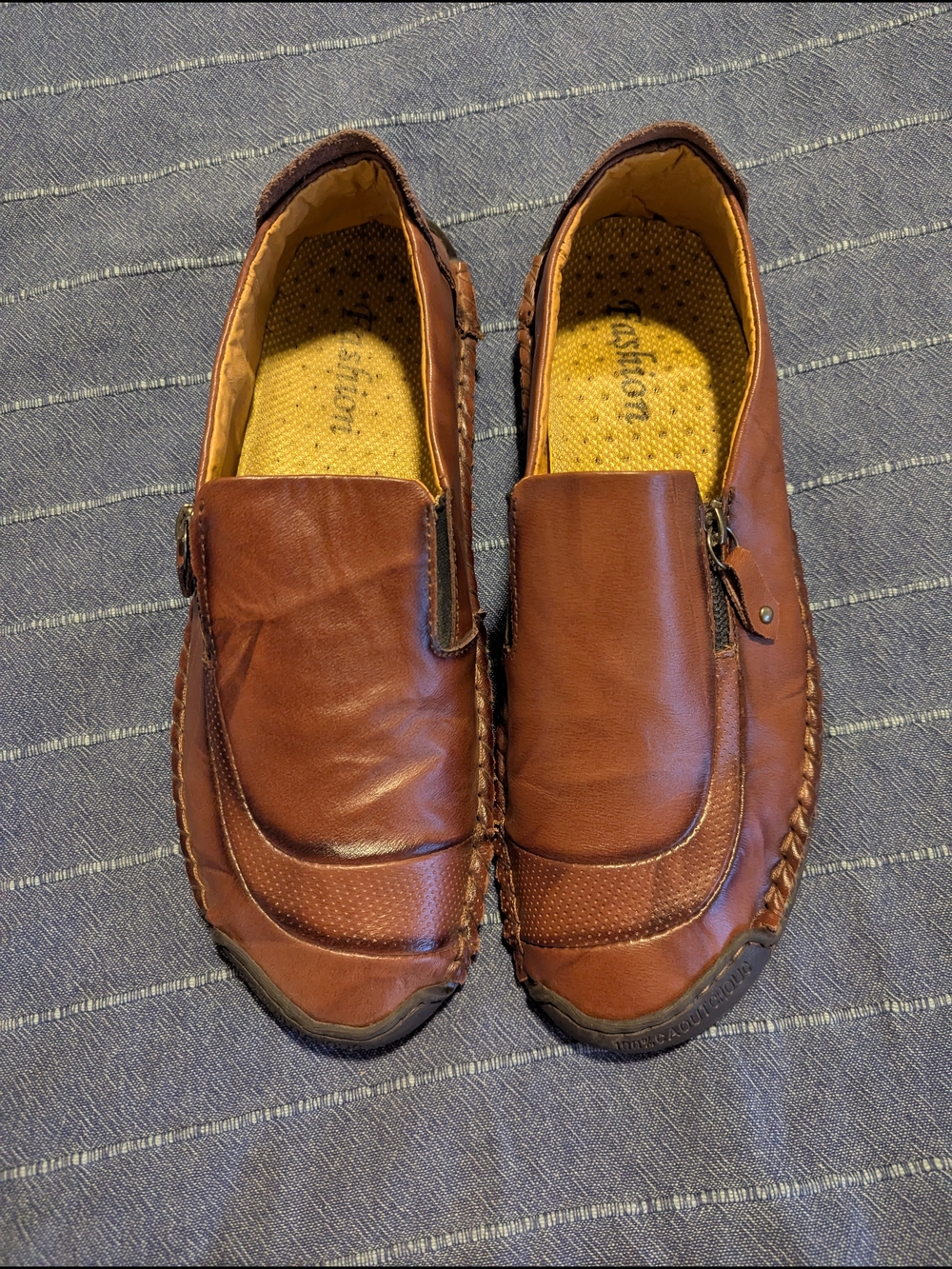 Fashion Men's Brown Slip-On Casual Loafers, 43